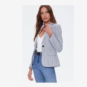 Forever 21 PINSTRIPED SINGLE-BREASTED BLAZER